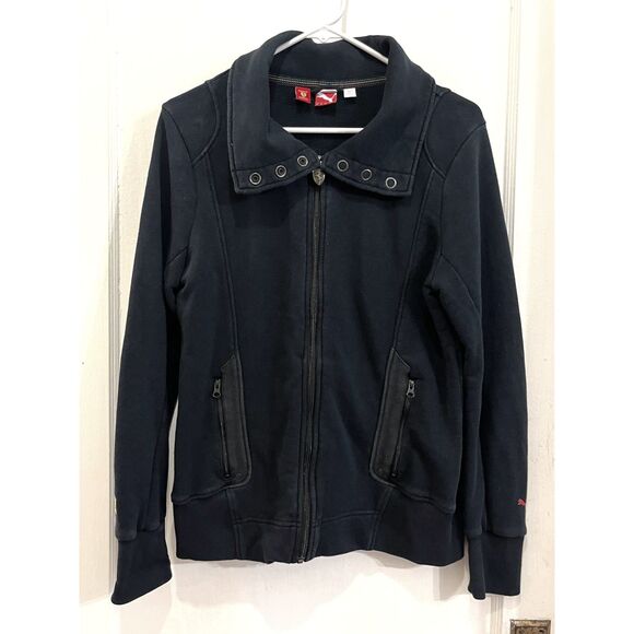 Scuderia Ferrari x Puma Black Cotton Jacket Coat   Women's Size Medium - Picture 2 of 10